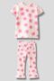 Girl's Pink Floral Patterned Twill Fabric T-Shirt Leggings (Spanish) Bottom Top Set