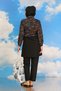 Fashion Stripe Women's Patterned Full Hijab Swimsuit with Pants Black 31075 - 8