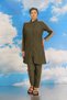 Fashion Stripe Women's Full Hijab Swimsuit with Pants and Sleeve Stripes Khaki 31065 - 4