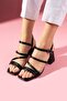 Norma Black Ankle Belted Bias Banded Heeled Sandals - 3