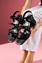 Norma Black Ankle Belted Bias Banded Heeled Sandals - 4