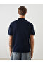 Xside Navy Blue Polo Neck Short Sleeve Men's Knitwear Sweater - 4
