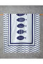 Seafish Cotton Beach Towel 90X150 cm Ecru-Navy Blue