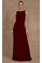 Burgundy Front Flowy Long Length Women's Dress Mg2364