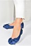 Navy Blue Satin Fabric Women's Ballerina Ballerina H726810504 - 3