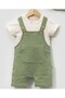 100% Cotton Salopet with Bucket Hat, Short Sleeve T-Shirt with Snap Fastener on the Shoulder, Summer Baby Boy Suit - 2