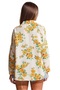 Women's Yellow Floral Linen Oversize Shirt with Buttons - 4