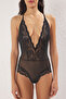 Siyah Tül Dantel Detaylı Kapsız Örme Body THMSS25BD00008 - 4