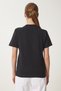 Women's Black Stylish Stone Emblem Cotton Knitted T-Shirt Cr00473 - 5