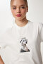 Women's Bone Stylish Stone Crest Cotton Knitted T-Shirt Cr00473 - 3