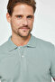 Men's Slim Fit Slim Fit 100% Cotton Plain Pique Mint Polo Collar T-Shirt - 2