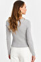 Women's Gray Button Accessory Cross Neck Blouse Tf52 - 5