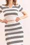 Women's White Bottom Top Striped Knitwear Suit Tkm- 19000366 - 8