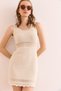 Women's Ecru Tight Braided Waist Detailed Mini Cotton Dress Elb- 19002361