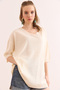 Women's Ecru V-Neck Short Sleeve Flowy Blouse Blz- 19002899 - 5