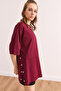 Women's Burgundy Buttoned Cotton T-Shirt Tsh- 19000762 - 6
