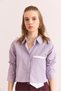 Women's Purple Pocket Detailed Striped Crop Shirt Gml- 19001310 - 3