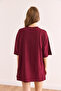 Women's Burgundy Buttoned Cotton T-Shirt Tsh- 19000762 - 2