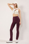 Burgundy Full Length Straight Cut Recovery Diver Knitted Sports Leggings Thmss25Ty00009