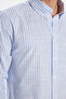 Men's Slim Fit Slim Fit Long Sleeve 100% Cotton Linen Texture Buttoned Lapel Striped Blue Shirt - 3