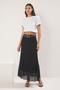 Siyah A Line Astarlı Dantel Maxi Esnek Örme Etek TWOSS25ET00149