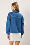 Oversize Blue Denim Jacket - Shirt Collar with Pocket Detail Twoss25Ce00050 - 4