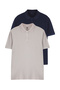 Lacivert-Gri 2'li Regular/Normal Kesim %100 Pamuklu Polo Yaka T-shirt - 2