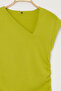 Oil Green Soft Fabric Asymmetric Collar 100% Cotton Knitted Plus Size Blouse Tbbss25Af00002 - 6