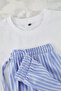 Ecru - Blue Regular Fit Top Knitted Bottom Woven Pajama Set Tmnss25Pt00057 - 5