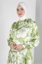 FLOWER PATTERNED COLLAR TIE SATIN DRESS 43769 - 2