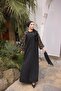 Ankanoor Black-Mink Daisy Daisy Drain Embroidered Raglan Sleeve Ferace Anka 255051 - 2