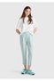 Women's Aqua Green 100% Linen Elastic Waist Trousers - 3