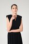 Black Color Padded V-Neck Women's Long Dress - 5