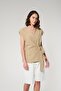 Camel Color Bone Buckle Belt Women's Double Breasted Vest - 8