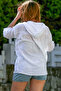 White Hooded Buttoned Long Sleeve Double Flap Pocket Washable Casual Woven Blouse 72 62 - 6
