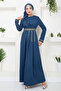 Indigo Evening Dress - Stone Embroidered Belt, Model 5029sl890-m