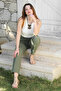 Khaki Pocket Jogger Leg: Elastic Waist Mixed Woven Casual Sleep Consumption - 5