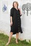 Black Shirt Collar Buttoned Long Sleeve Pocketed Washable Casual Muslin Woven Dress 118 62 - 4