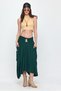 Women's Petrol Elastic Waist Ethnic Embroidery Detailed Pocket Skirt