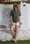 Khaki Shirt Collar Short Sleeve Buttoned Washable Casual Muslin Woven Shirt 68 60 - 4