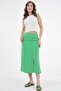 Green Floral Slit Detailed Midi Woven Skirt