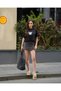 Women's Crew Neck Short Sleeve Oversize Crop Tshirt - 4