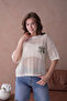 Crew Neck Appliqued Openwork Loose Knitwear Blouse - 5