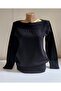 Women's Boat Neck Black Color Basic Sweater - 3