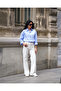 Women's White Color Palazzo Front with Starlight Shiny Stone Design Denim - 6