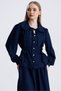 Women's Baby Collar Lace Detailed Tie-Up Blouse and Bell Skirt Double Linen Set - 6