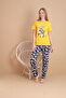 Cat Mouse Print Detailed Short Sleeve Women's Pajamas Set Vg154 - 4