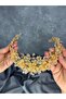 Crystal Beaded Bridal Crown for Henna Night Nileda Model Honey Color - 2