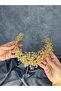 Crystal Beaded Bridal Crown for Henna Night Nileda Model Honey Color - 7