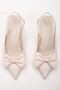 Bow Detailed Pointed Toe 3cm Heel Size Beige Women's Shoes - 5